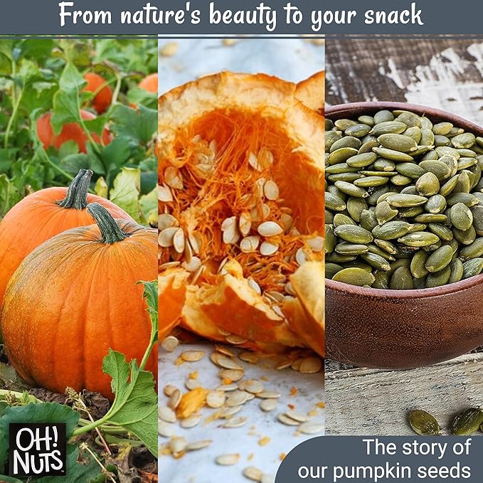 Oh! Nuts Pumpkin Seeds - Roasted Salted - 1.25 lb - No Shell Pepitas - Packed in New York Zip-Seal Bag for Exceptional Freshness
