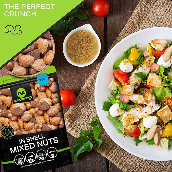 NUT CRAVINGS - Mixed Nuts (In Shell) Brazil, Walnuts, Filberts, Almonds, Pecans (80oz - 5 LB) Packed Fresh in Resealable Bag - Healthy Snack, Food Assortments
