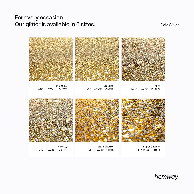 Hemway Premium Glitter Shaker - Gold Silver | 130g Ultrafine Metallic Flake Sequins for Resin & Epoxy Crafts | Craft Supplies for Tumblers, Festival, Art