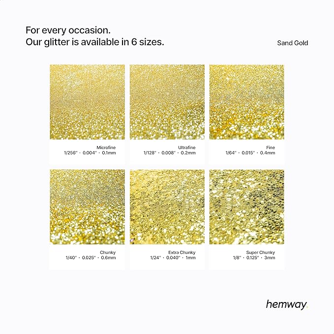 Hemway Premium Glitter Shaker - Sand Gold | Extra Chunky Metallic Flake Sequins for Resin & Epoxy Crafts | Craft Supplies for Tumblers, Festival, Hair, Face, Body, Eye & Nail Art | 115 g