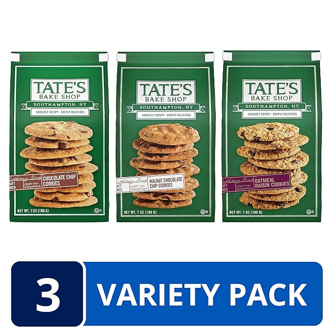 Tate's Bake Shop Variety Pack, Oatmeal Raisin , Chocolate Chip & Chocolate Chip Walnut, 3 - 7 oz Bags