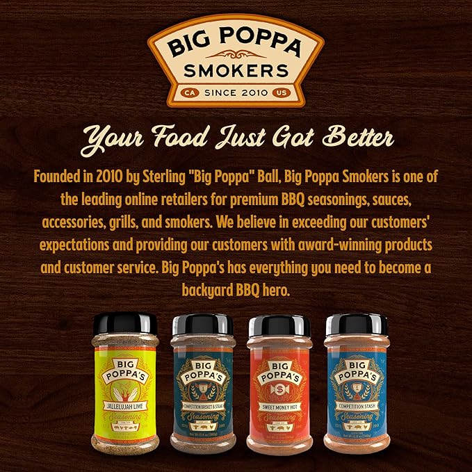 Big Poppa's Sweet Heat Flavor Bundle (4-Pack) - Featuring Sweet Money Hot, Competition Brisket & Steak, Competition Stash, and Jallelujah Lime Seasoning - Ultimate BBQ Seasoning Kit