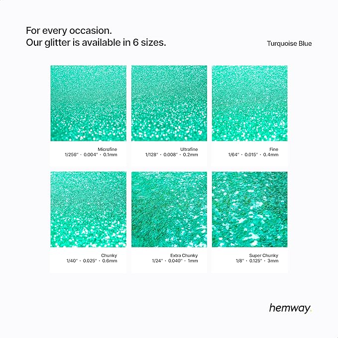 Hemway Premium Glitter Shaker - Turquoise Blue | 130g Ultrafine Metallic Flake Sequins for Resin & Epoxy Crafts | Craft Supplies for Tumblers, Festival, Art