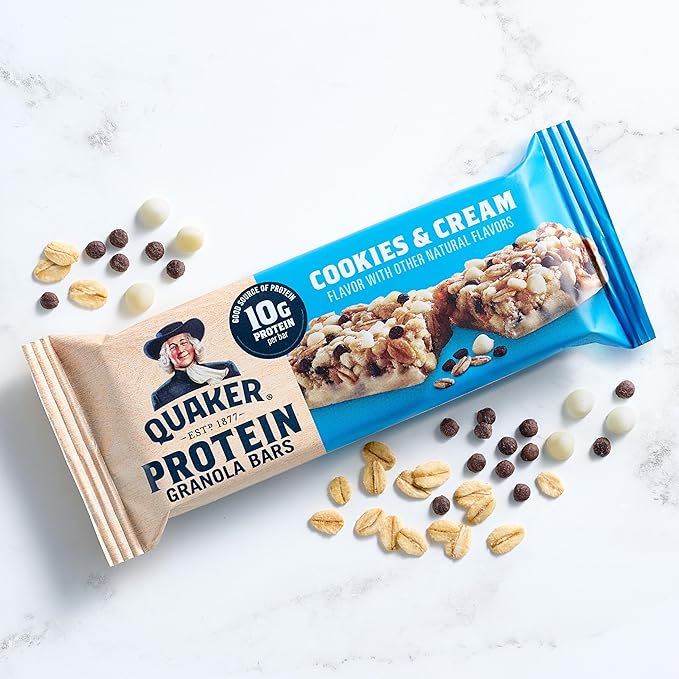 Quaker Protein Granola Bars, 2 Flavor Variety Pack, 10g Protein, 1.41 oz Bars, 20ct