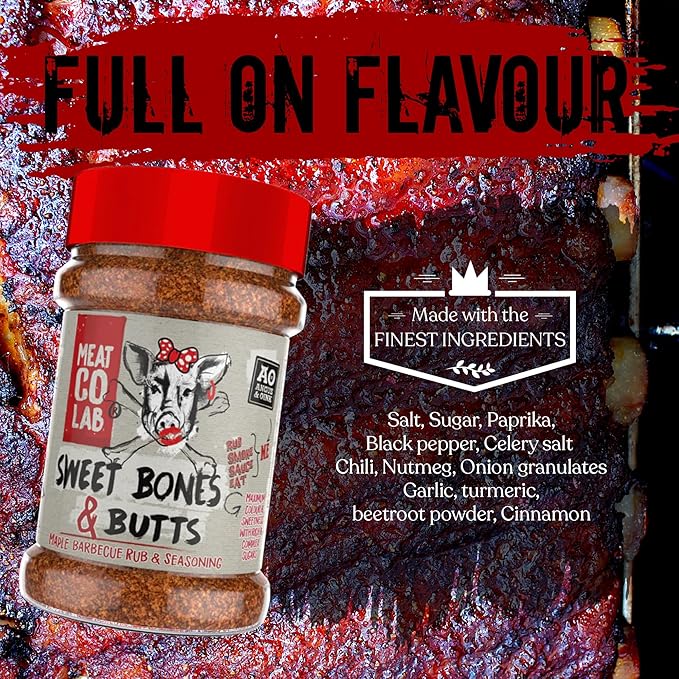 Angus & Oink | Sweet Bones & Butts Rub | Maple & Javanese Sugar Blend | Perfect for Ribs, Pulled Pork & Chicken | Ultimate BBQ Seasoning | 200g