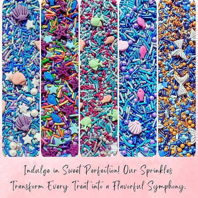 DecoratingConfect Under the Sea Sprinkle Mix Set ??Starfish, Shell & Fishes -5 Assorted Pastel Blends for Cake, Cupcake & Cookie Decorating ??Ocean-Themed Edible Decorations -Vegan, Gluten-Free, Nut-Free, Soy-Free, Dairy-Free, Palm Oil-Free -5 Oz