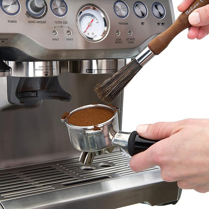 Redecker Natural Pig Bristle Espresso Maker Brush with Oiled Thermowood Handle, 8-1/8-Inches