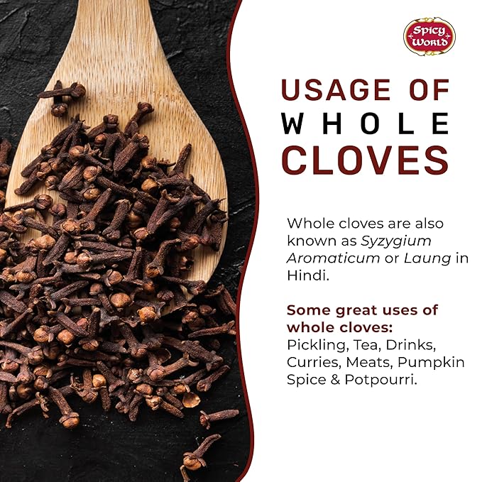 Cloves Whole Bulk 14 Oz Bag - Pure, Non-GMO, Premium Hand Picked Quality - Great for Foods, Clove Tea, Clove Pomander Balls & Potpourri - Aromatic & Richly Flavored Cloves Whole by Spicy World
