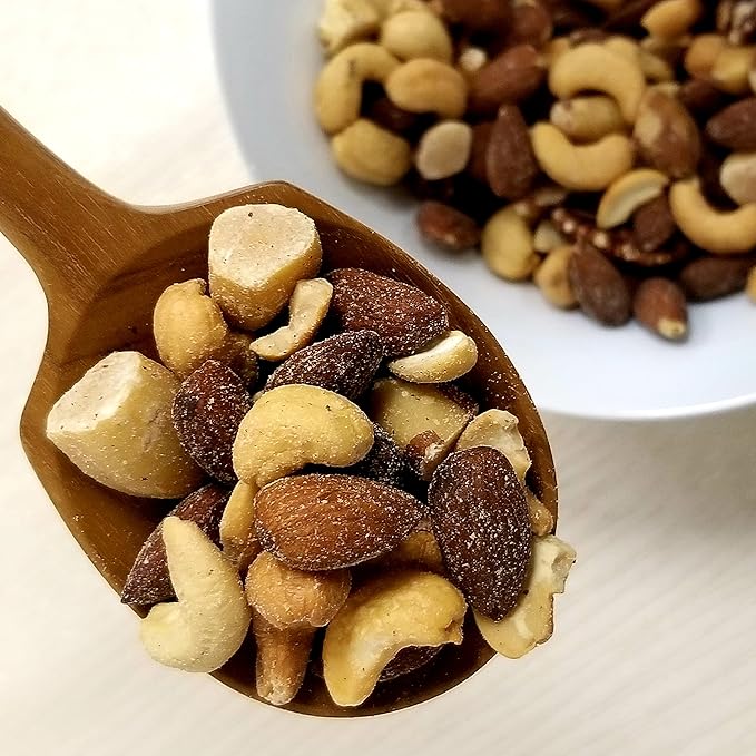 Mixed Nuts Deluxe - Roasted & Salted | 32 oz Reusable Container | Healthy Gourmet Variety Snack Mix with Cashews, Almonds, Brazil Nuts, Pecans, Hazelnuts (No Peanuts) Holiday Gifts | Keto, Vegan Friendly, Healthy Nut Mix | Jaybee's
