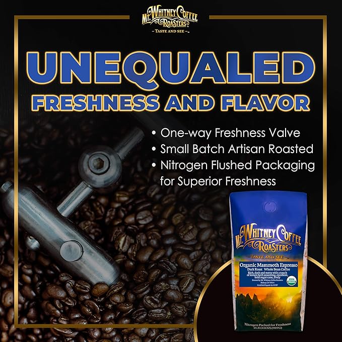 Mt. Whitney Organic Mammoth Espresso, Low Acid Coffee (Whole Bean, 2 Lb)
