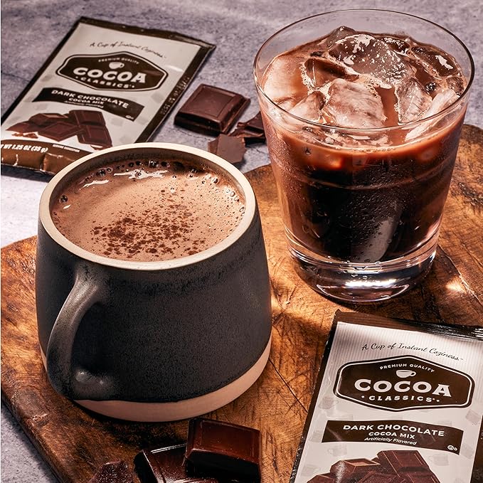 Cocoa Classics Dark Chocolate Cocoa Mix, Sweet, Smooth, Intense Dark Chocolate Flavored, Make Hot or Iced Cocoa, Gluten Free, Kosher Dairy Friendly, 1.25oz Packets (Pack of 36)