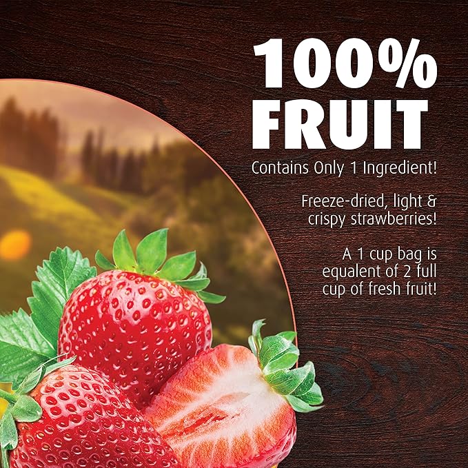 Brothers All Natural Freeze Dried Fruit Crisps, Strawberry, 1 Oz (Pack of 8), Made with 100% Fruit, Gluten Free, Soy Free, Vegan, Heathy Snack, Resealable Pouch