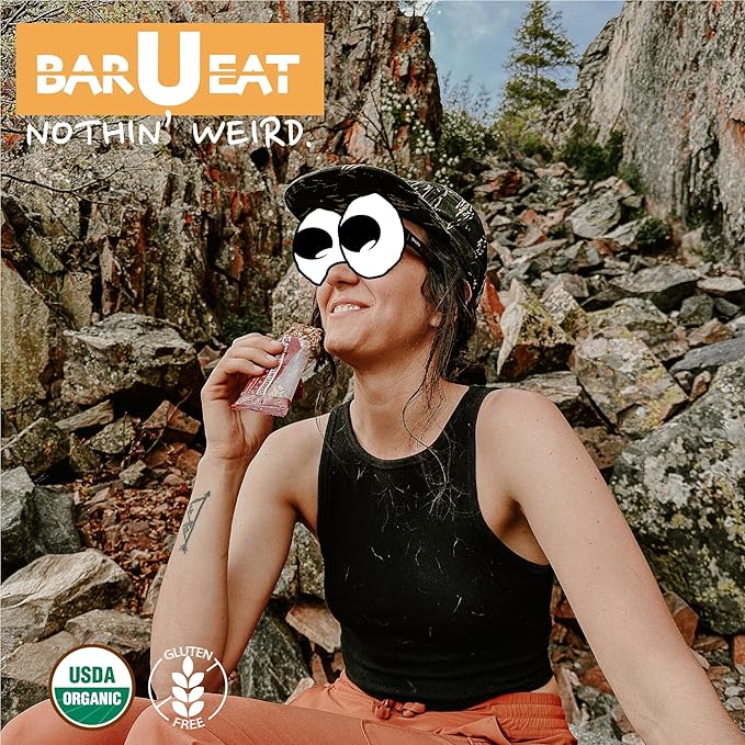 BAR-U-EAT Gluten-Free, Organic, Soft & Chewy Energy Bar. Whole Food Ingredients | Compostable Packaging | No Artificial Sugar | Healthy Snacks (Coffee Pecan 12 Pack)