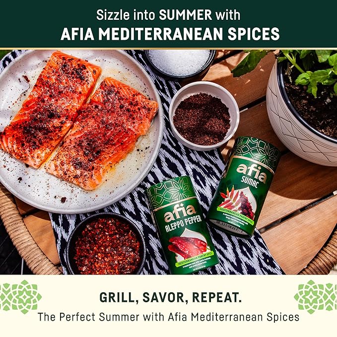 Afia Mediterranean Pantry Spices Gift Set | Aleppo Pepper, Dried Mint & Sumac | Seasoning Set for Steak, Chicken, Vegetables & BBQ Rub (Pack of 3)