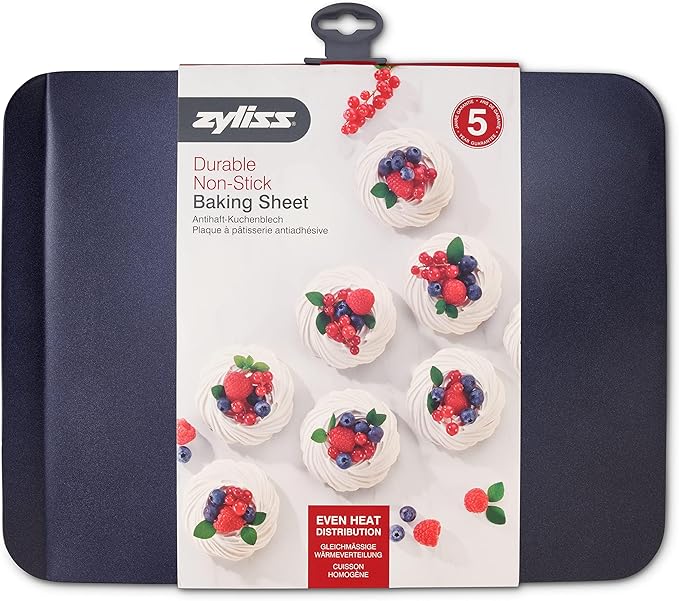 Zyliss E980192 Non-Stick Baking Sheet | Carbon Steel | Dark Blue | Baking Tin/Bakeware/Roasting | Dishwasher Safe | 5 Year Guarantee