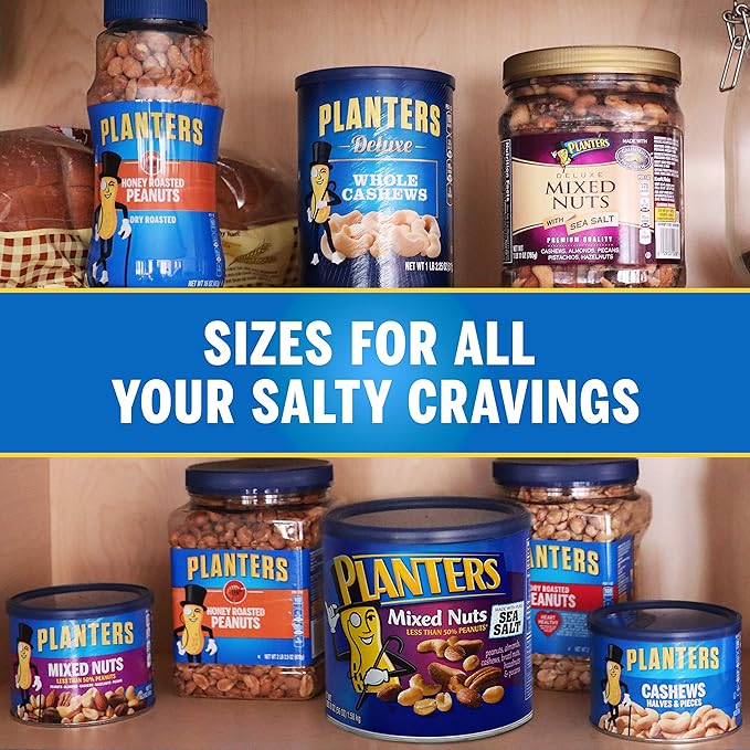 PLANTERS Salted Mixed Nuts, Party Snacks, Plant-Based Protein 56oz (1 Canister) (Pack of 2)