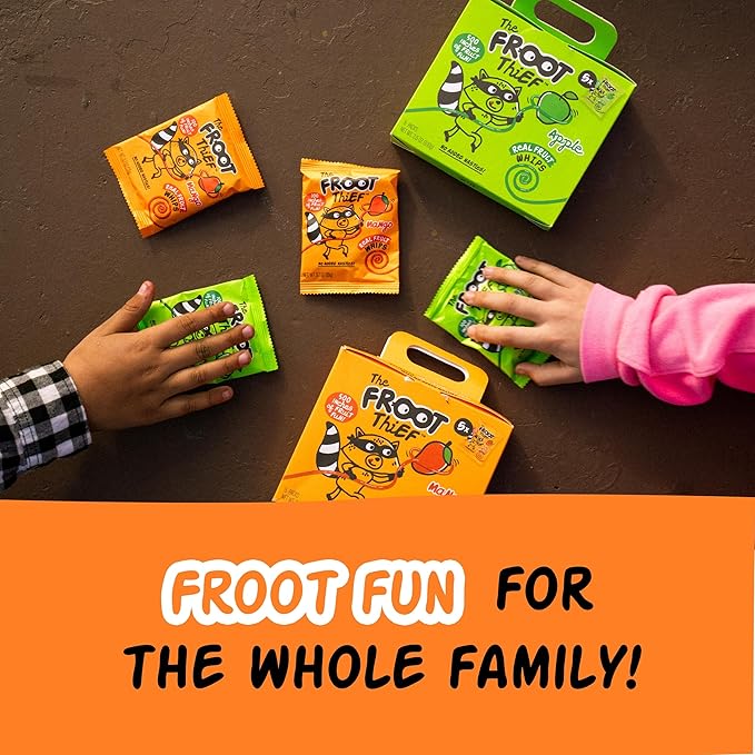 The FROOT Thief Real Fruit Snack Whips, Mango, Nut Free, Perfect for School Lunches and Snacks, Individual Bags Kids Snacks, 24 Pack