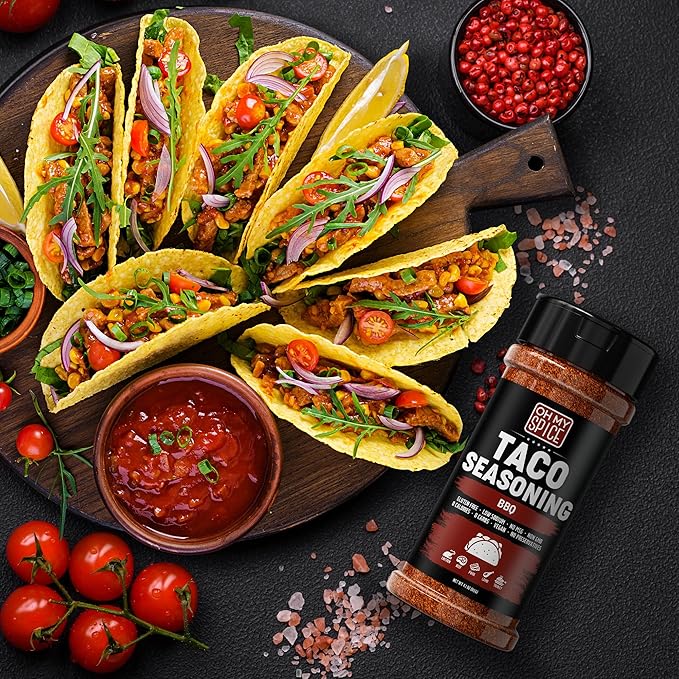 Taco Seasoning Mix BBQ Rub - Gluten Free & Low Sodium Mexican Seasoning Blend for Taco Tuesday Night. BBQ Seasonings for Fajita & Burrito. Meat, Steak & Chicken Tacos Barbecue Spice Toppings. 4.1oz
