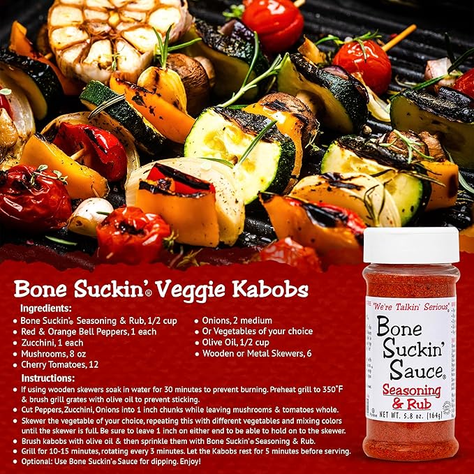 Bone Suckin' Seasoning & Rub, Original Blend, 5.8 Oz, Grilling Rubs, Dry Pork Rub, Gluten-Free, Non-GMO, Kosher, Great on Ribs, Pork, Beef, Chicken, Seafood, Pasta, Vegetables, Even Popcorn and No Msg