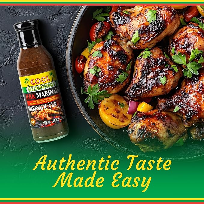 Cool Runnings Jerk Marinade 350ml - Bold and Flavorful Jamaican Stye Marinade for Grilling, Roasting, and Oven baked dishes such as Chicken, Pork, and Seafood