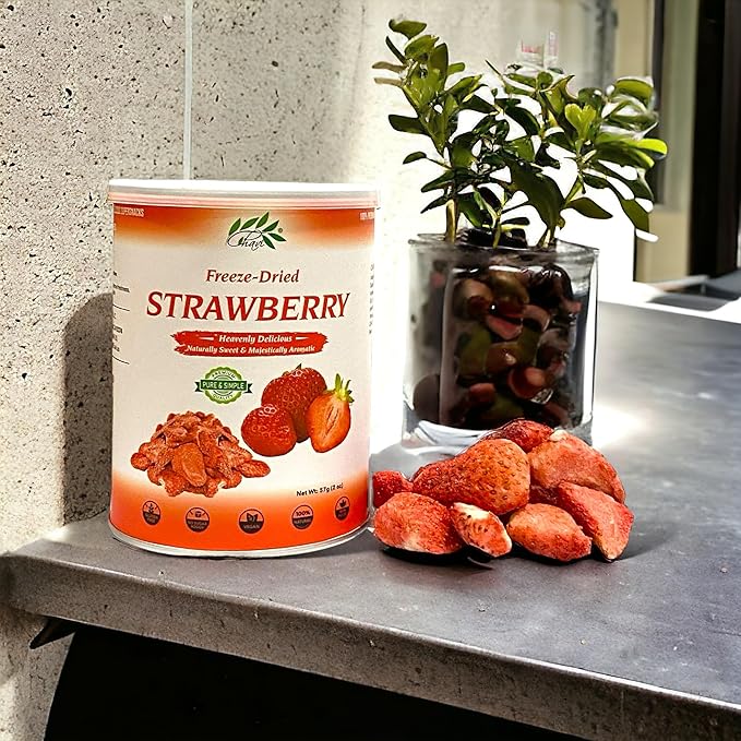 CHAVI Freeze-Dried Strawberry | Healthy 1 Ingredient Superfood - No Added Sugars or Preservatives - Non-GMO, Vegan, Gluten-Free | Long Shelf Life | 2 oz Can