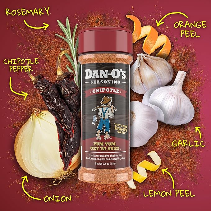 Dan-O's 8 Bottle Seasoning Set, Extra-Small Bottles, 8 Pack, Includes Original, Spicy, Chipotle, Crunchy, Cheesoning, Preem-O, SEA-soning and Tac-O Seasonings, Sugar Free, Zero Calorie, Seasoning Kit