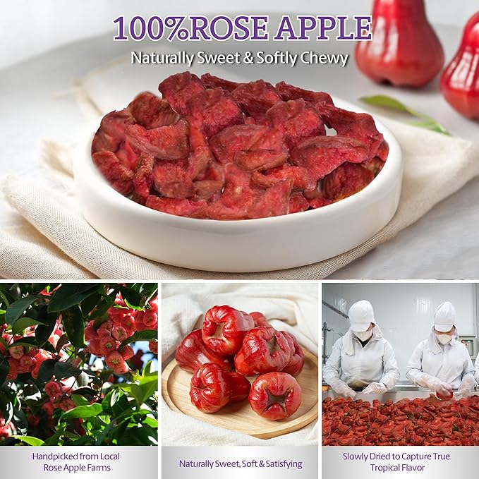 Vinamit Soft Dried Rose-Apple | Dried Plums 3.5 oz Bag | Tropical Fruit Snack | Vegan, Gluten-Free | High in Fiber, Non-GMO, Ideal for Healthy Snacking