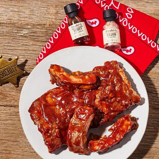 Thoughtfully Gourmet, Wild Western-Themed BBQ Sauce and Rubs Book Gift Set, Includes Honey, Montreal Rub & More, Set of 12