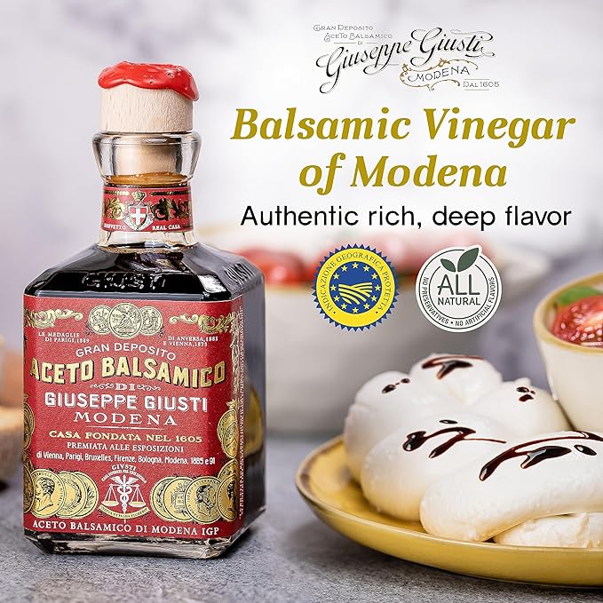 Giusti Italian Balsamic Vinegar of Modena IGP - 3 Gold Medals, Rich & Thick Gran Deposito Aceto Balsamico di Modena for Salads, Cheese & Finishing Touches, Made in Italy ??8.45 fl oz/250 ml -Pack of 2