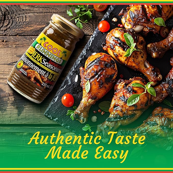Cool Runnings Jerk Jamaican Seasoning Scotch Bonnet Sauce 284g - Authentic Jamaican Sauce Packed with Scotch Bonnet Peppers for Marinating, Grilling, and Cooking Chicken, Pork, and Fish, Perfect for Bold Caribbean Jerk Flavors