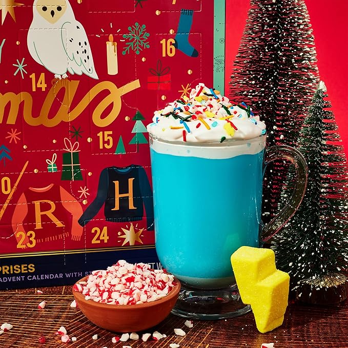 HARRY POTTER 24 Days of Surprises, Includes 12 Color-Changing Hot Chocolate Mixes, 4 Topping Varieties & Stir Wand Officially Licensed, Advent Calendar 2025