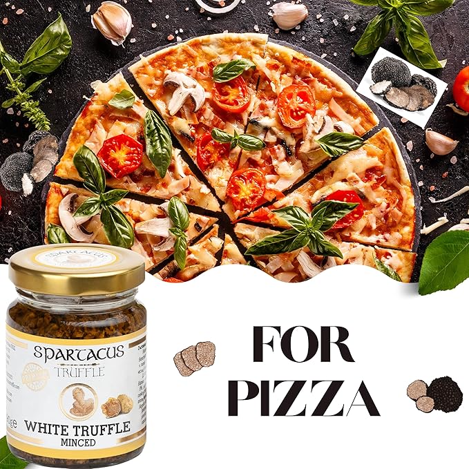 Spartacus White Truffle, Chopped, Preserved in Extra Virgin Olive Oil, The Perfect Gourmet Seasoning for Pizza, Pasta, Salads, Potatoes (1.41 oz)