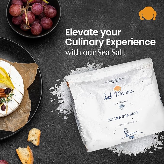SAL MARINA | Unrefined Colima Sea Salt 5lbs - Harvested Hand | Kosher Salt 100 Percent Natural - Vegan Gluten Free Organic Table Salt Seasoning Food