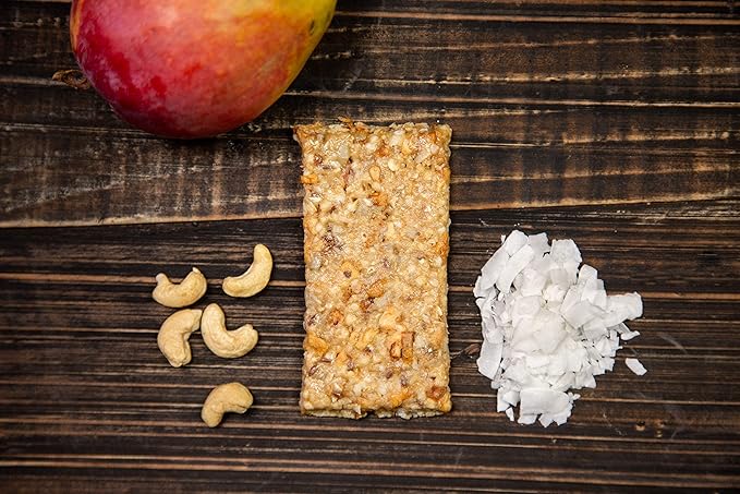 Tahoe Trail Bar, Plant-Based Natural Energy Bar (1.94 Ounce Protein Bar, 12 Count) High Protein Non-GMO, Gluten-Free, Vegan Healthy Snacks - Mango Coconut