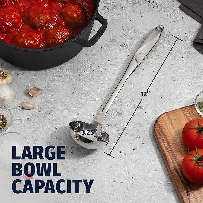 Zulay Kitchen Stainless Steel Soup Ladle ??Lightweight, Strong & Durable Metal Ladle ??Easy to Use, Comfortable Grip, Heat Resistant & Dishwasher Safe ??Perfect for Home Cooks & Chefs (13")