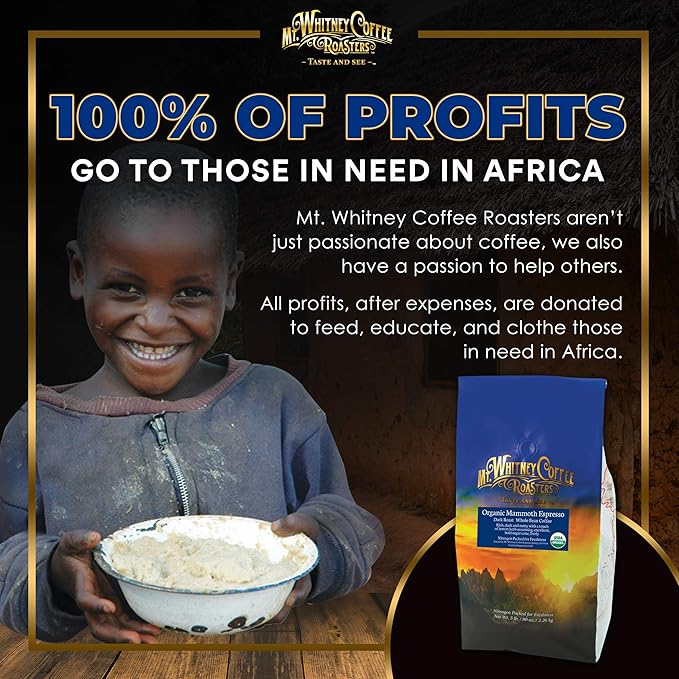 Mt. Whitney Organic Mammoth Espresso, Low Acid Coffee (Whole Bean, 5 Lb)