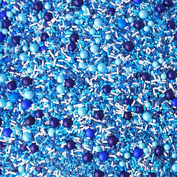 Sprinkle Pop Blue Ombre Sprinkle Mix| Monochromatic Blend of Blues & Navy Blue Sprinkles with White Pops| Undersea Themed Sprinkles Made In USA for Boy Gender Reveal Cakes Cookies Cupcakes Donuts, 2oz