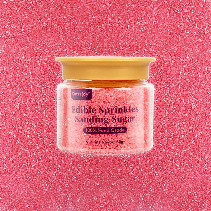 Pink Sanding Sugar Sprinkles, Food Grade, 150g, Edible Sprinkles for cupcake decorating, Cake Toppers, Sprinkles Decoration, Ice Cream, Wedding Party Valentines Halloween Christmas Supplies