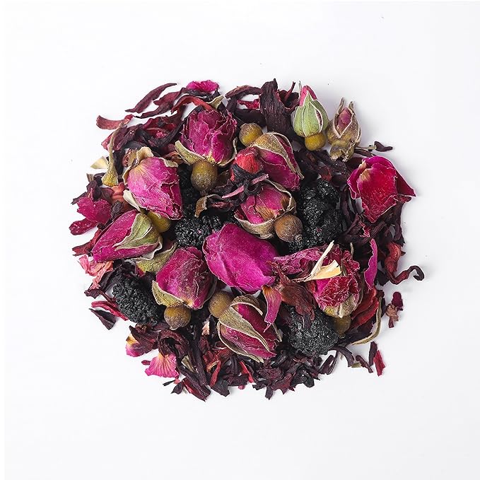 TEAFAY Hibiscus Tea with Rose and Mulberry ??20 Count (40 Cups), 100% Natural, Handpicked, Whole Leaf Pyramid Tea Bags, Individually Wrapped, Caffeine-Free