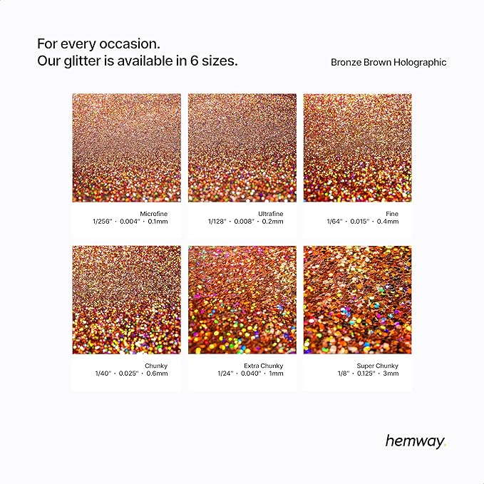 Hemway Premium Glitter Shaker - Bronze Brown Holographic | 130g Ultrafine Metallic Flake Sequins for Resin & Epoxy Crafts | Craft Supplies for Tumblers, Festival, Art
