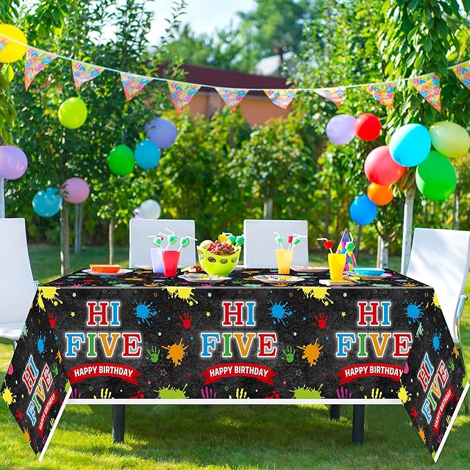 Hi Five Painting Party Tablecloths - 3Pcs Art Paint Colorful Party Table Covers Decorations, Artist Drawing Theme Rectangular Plastic Disposable Table Cloth Decor for Kid Birthday Baby Shower Supplies
