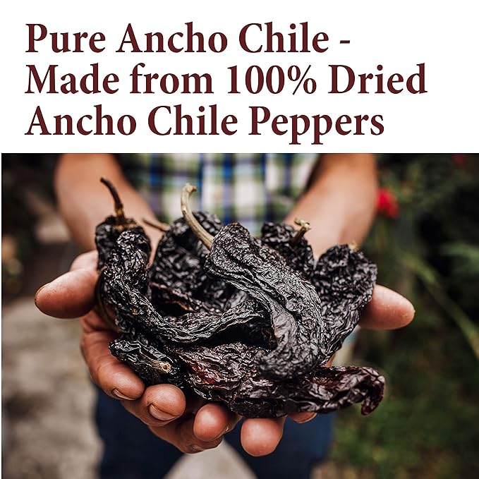 The Spice Way Premium Ancho Chile - Pure Ancho Chilli Powder (4 oz) made from pure dried ancho chili peppers with no additives, no agents. resealable bag