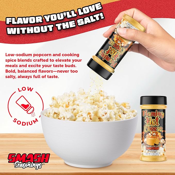 Flaming Hot Cheese Popcorn Seasoning Shaker ??2 Pack Spicy Bold Snack Blend with Premium Cheese & Chili Peppers ??Gourmet Sprinkle for Popcorn, Chips, Fries, Veggies, Pasta, Nachos, Party Snacks