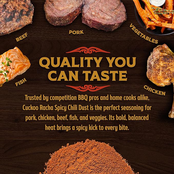 Big Poppa’s Cuckoo Racha Spicy & Sweet BBQ Rub – Bold Honey & Sriracha Spice Blend for Pork, Chicken, Wings & Shrimp – Flavor-Packed Seasoning for Grilling, Smoking & Backyard BBQ Pros (10 Oz)