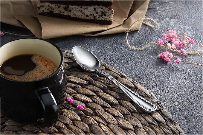 New Star Foodservice 1029871 Slimline Pattern, 18/0 Stainless Steel, Coffee Spoon, 4.75-Inch, Set of 12