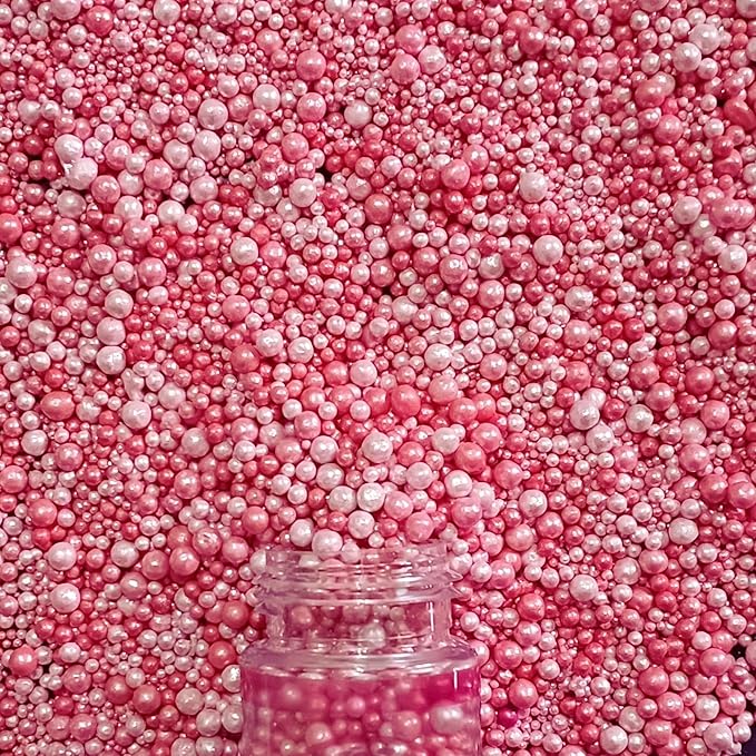 Confect Love Disco Balls ??Pearlescent Pink Edible Decorative Sprinkles, Large Dahlia Candy Balls for Cake Decorating, Cupcakes, Cookies & Desserts | Baking Decoration | Vegan, Gluten-Free, Nut-Free, Soy-Free, Dairy-Free, Palm Oil-Free- 4.2 Oz