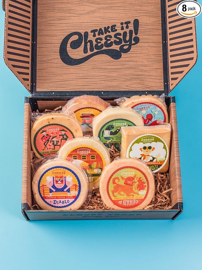 Cheese Bros. Brotherhood Gift Box | Fresh from Wisconsin | Assorted Gouda, Havarti, Mozzarella and Fratello | Great Food Gifting Idea!