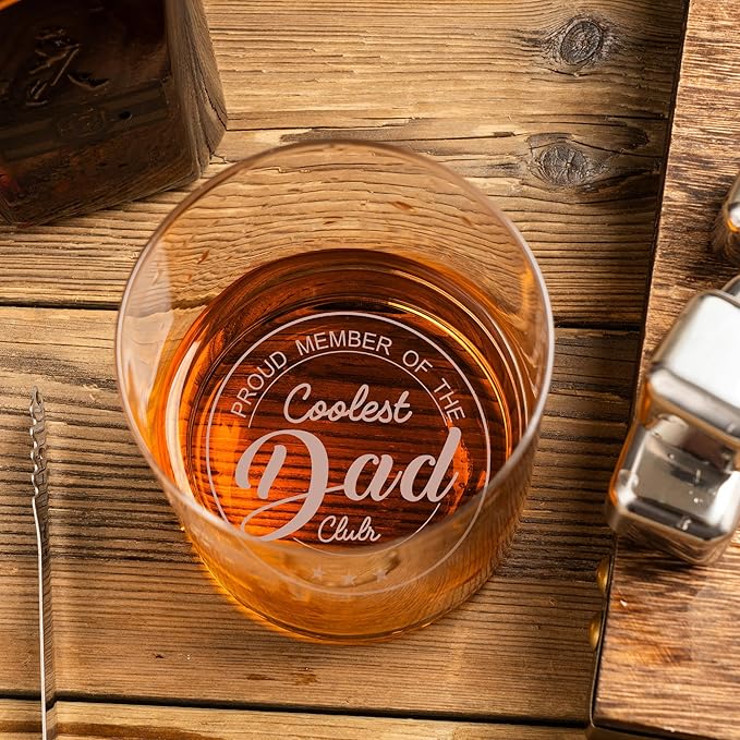 Whiskey Rocks Glass Father's Day Gift For Husband, 14.2 Oz Old Fashioned Glasses Scotch, Christmas Birthday Gifts for Dad from Daughter Son