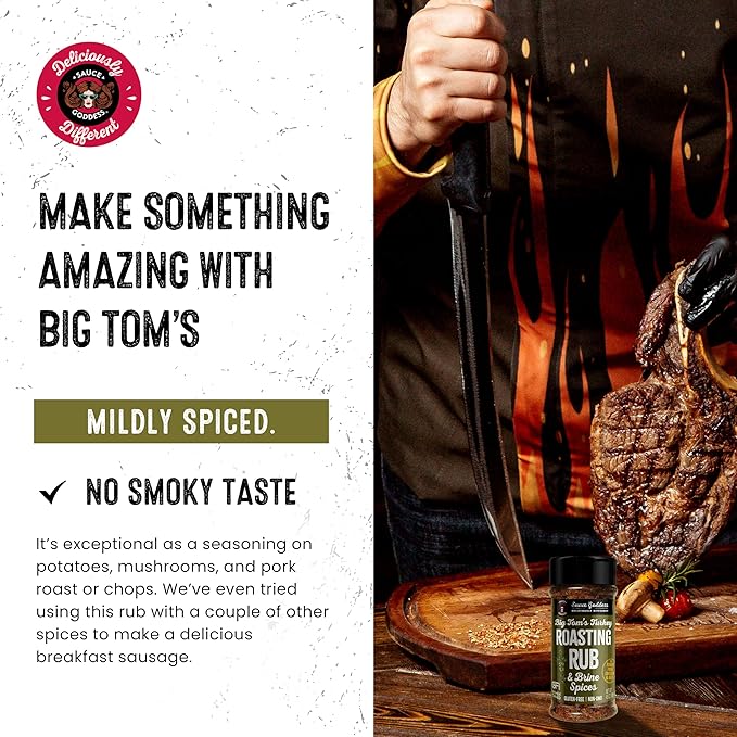 Sauce Goddess Big Tom's Turkey Roasting Rub and Brine Spices Shaker (2-Pack) - Gluten-Free, Seasonings and Spices for Cooking Turkey and Prime Rib Spices and Seasonings