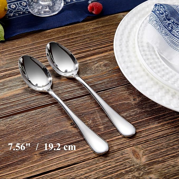 KEAWELL Premium Verona 4-Piece 7.6 inch Spoon Set ??18/10 Stainless Steel, Heavy-Duty Mirror-Finished Flatware for Daily Meals, Hosting and Special Occasions (4, Dinner Spoons)